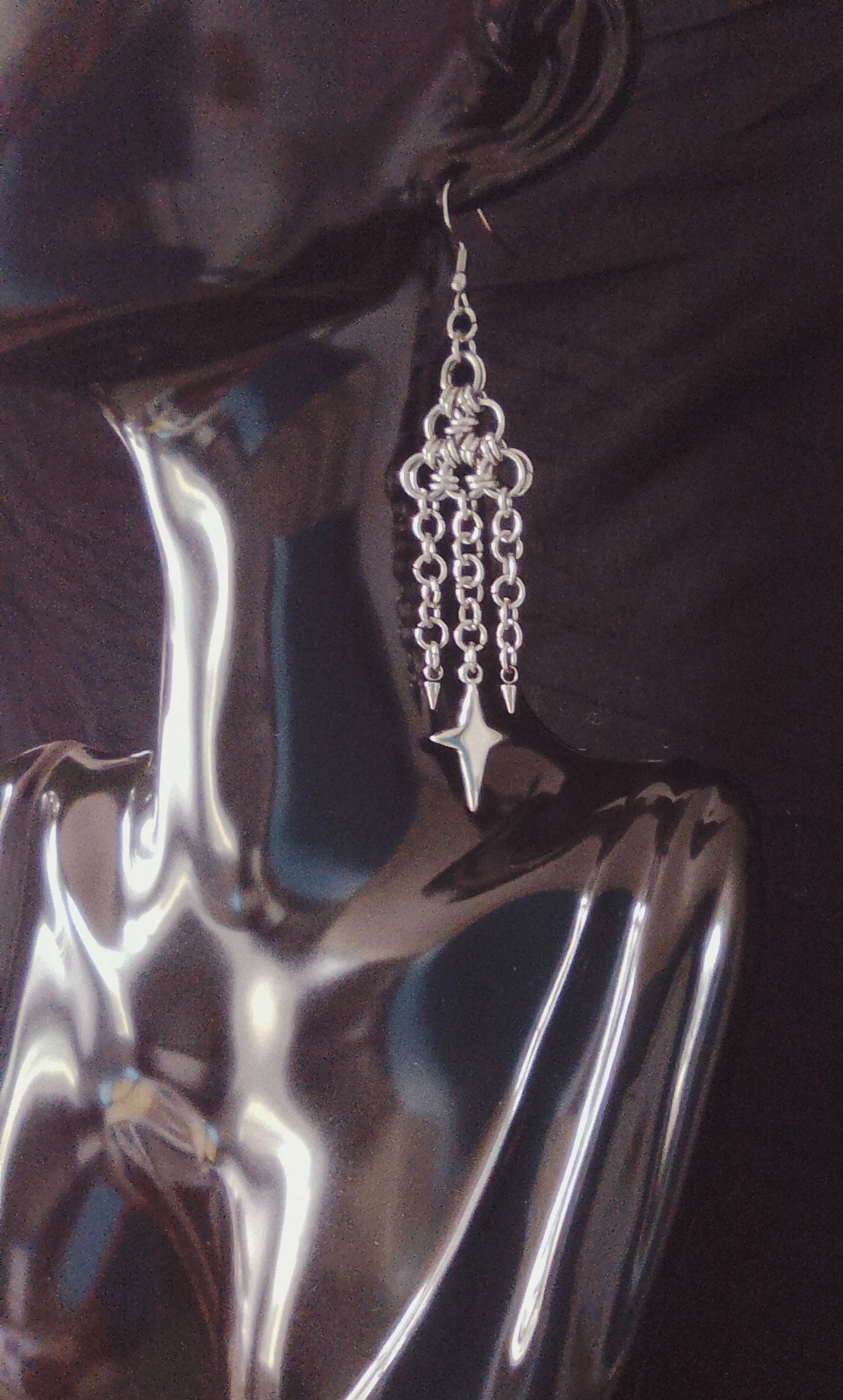 Boucles d'oreilles gothiques chainmail japonais 